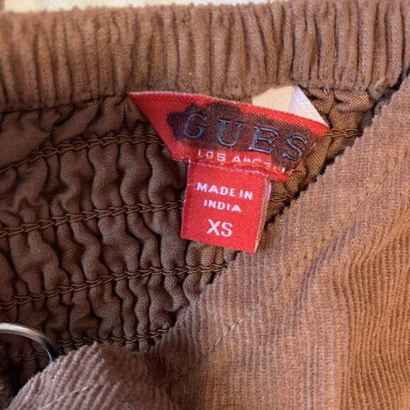 Guess Womens Solid Brown Corduroy Tank Corset Bustier Crop Top Xs - Picture 3 of 4